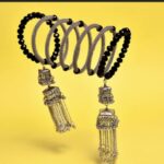 Black Silver Moti Jhumka Bracelet – Party Wear Elegance