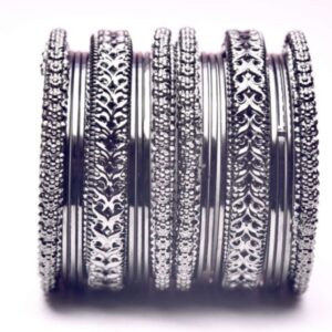 Elegant Silver Oxidized Metal Bangles